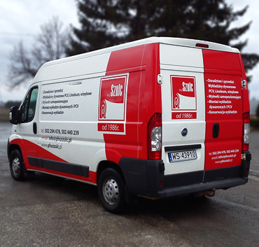 Szulc reklama na samochodzie dostawczym