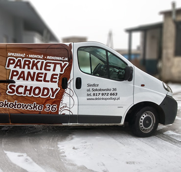 Dębinaka reklama na dostawczaku