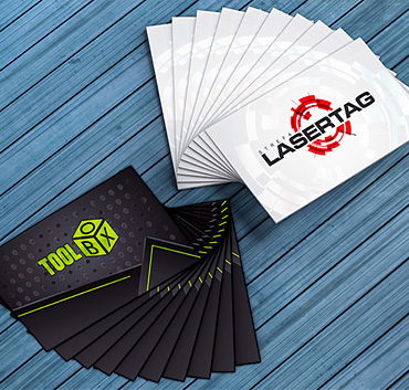 Toolbox i Lasertag - wizytówki