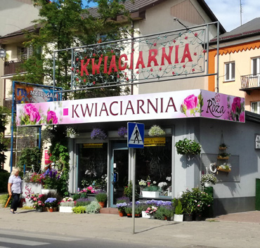 Kwiaciarnia Róza - kaseton podświetlany